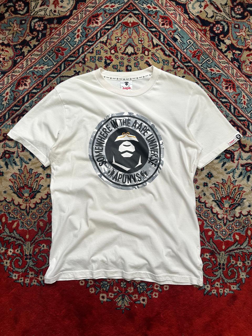 AAPE BY A BATHING APE White Camo Moonface Graphics Logo TEE