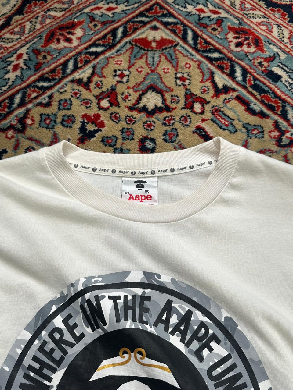 AAPE BY A BATHING APE White Camo Moonface Graphics Logo TEE