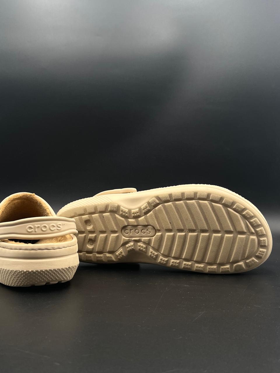 CROCS LIGHT BROWN FAUX FUR