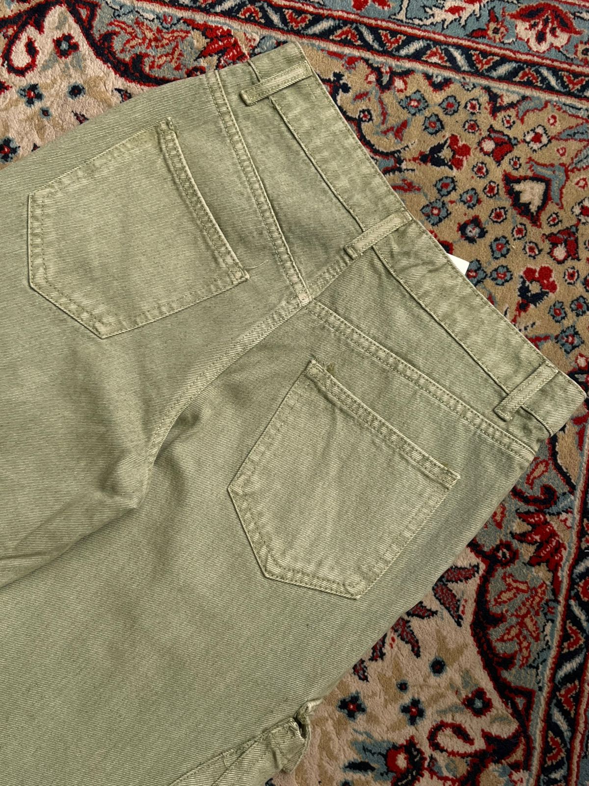 BoohooMAN Green Acid Wash Multi-Pocket RELAXED Cargos - 30