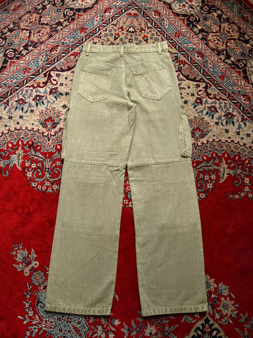BoohooMAN Green Acid Wash Multi-Pocket RELAXED Cargos - 30