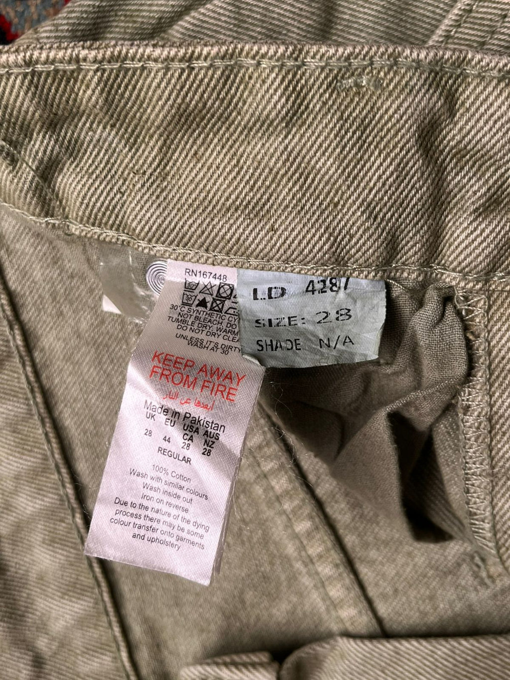 BoohooMAN Green Acid Wash Multi-Pocket RELAXED Cargos - 30