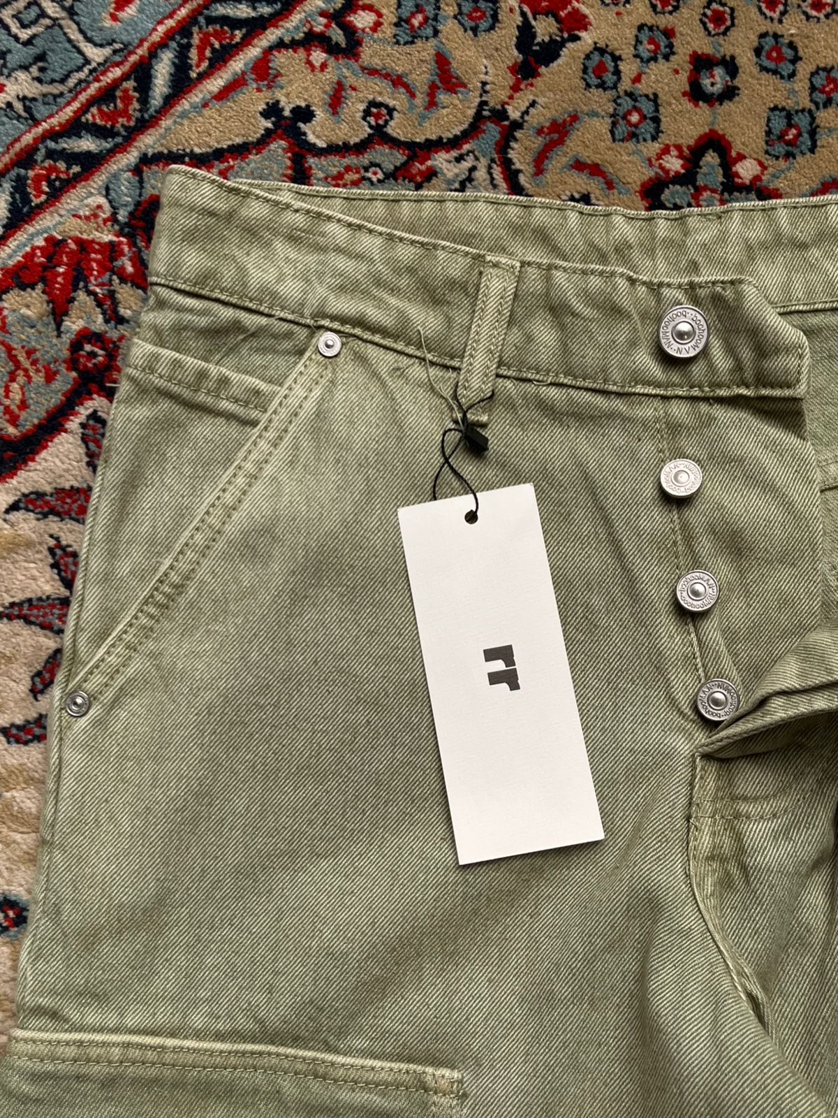 BoohooMAN Green Acid Wash Multi-Pocket RELAXED Cargos - 30