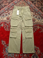 BoohooMAN Green Acid Wash Multi-Pocket RELAXED Cargos - 30