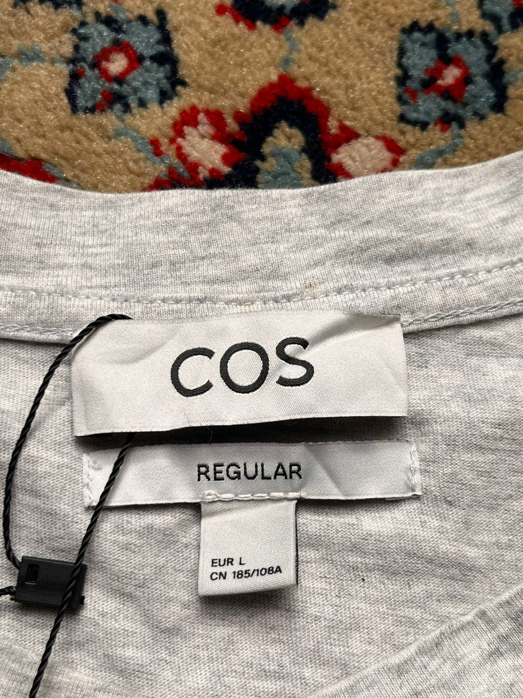 COS Men's Regular Fit Gray Henley TEE