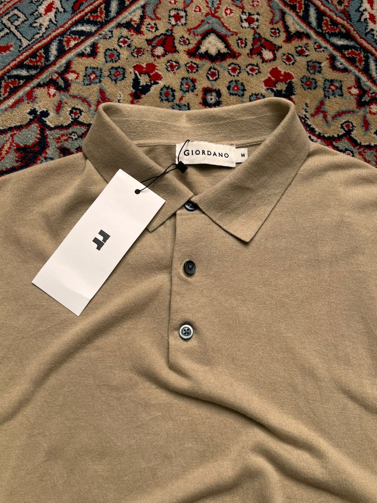 GIORDANO Tan Khaki 100% Cotton Knit Polo TEE