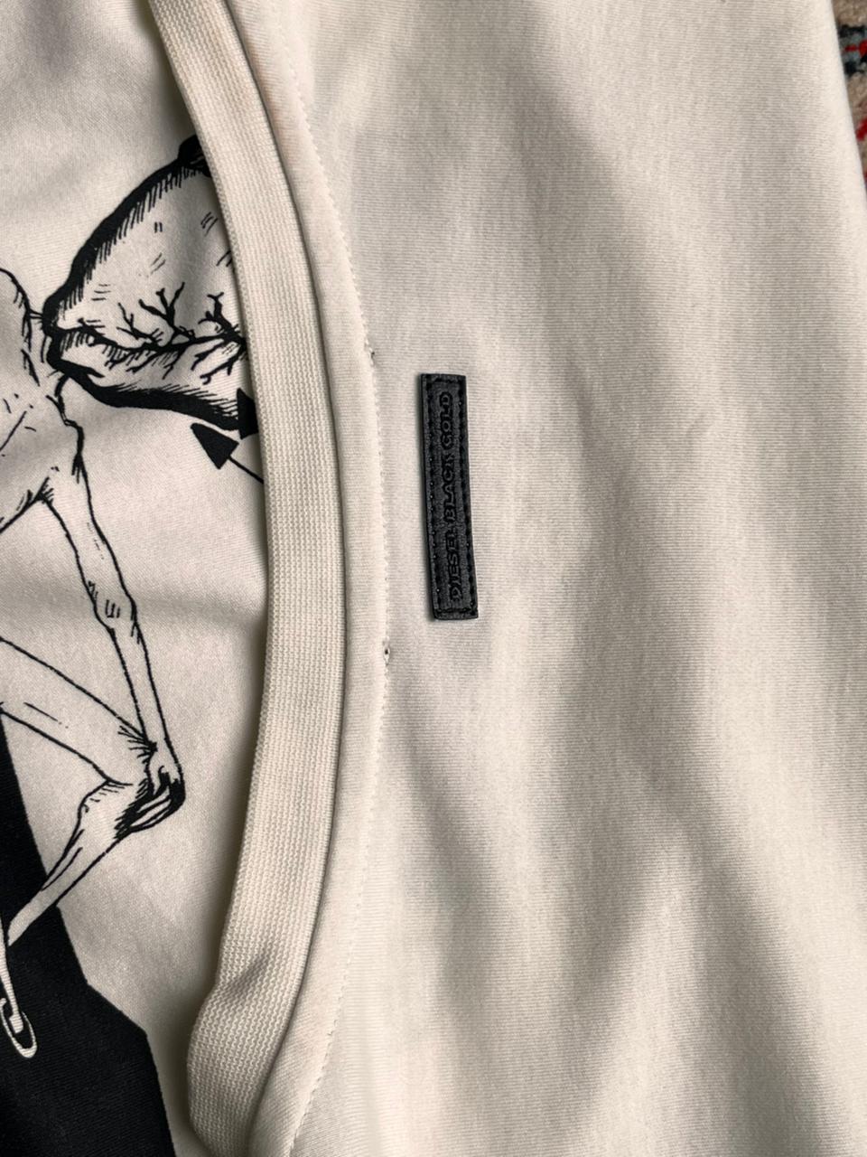 Diesel Black Gold Graphic Surreal Art Print White TEE