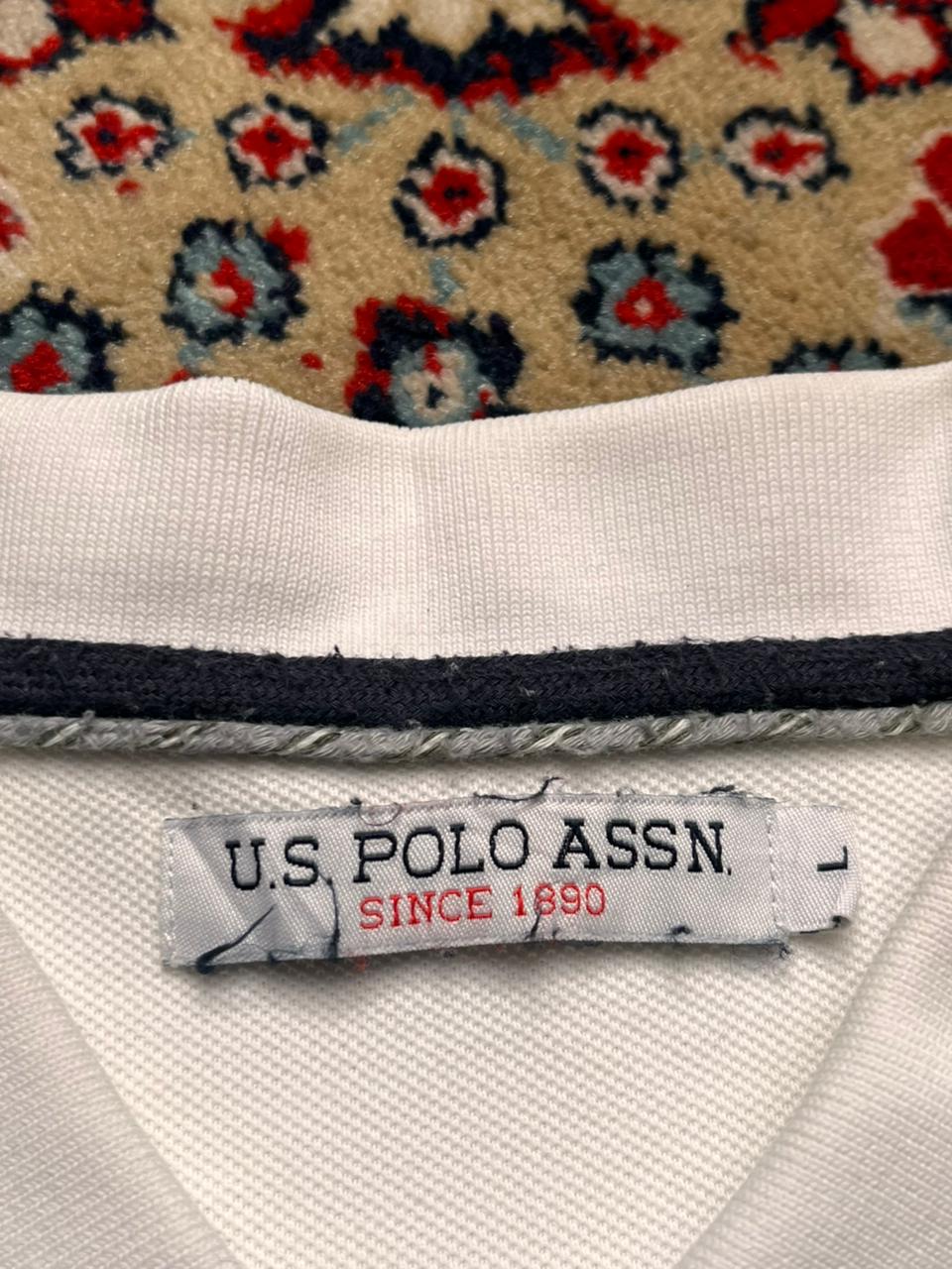 U.S. POLO ASSN. White Big Logo Pique Polo TEE