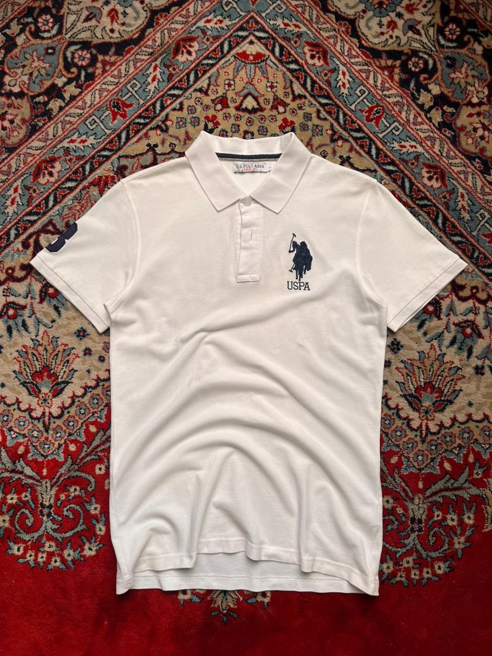 U.S. POLO ASSN. White Big Logo Pique Polo TEE