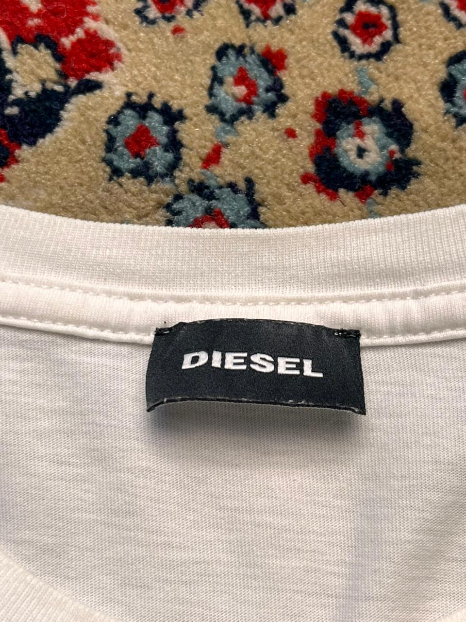 Diesel White Graphic Green Tiger Logo 100% Cotton TEE