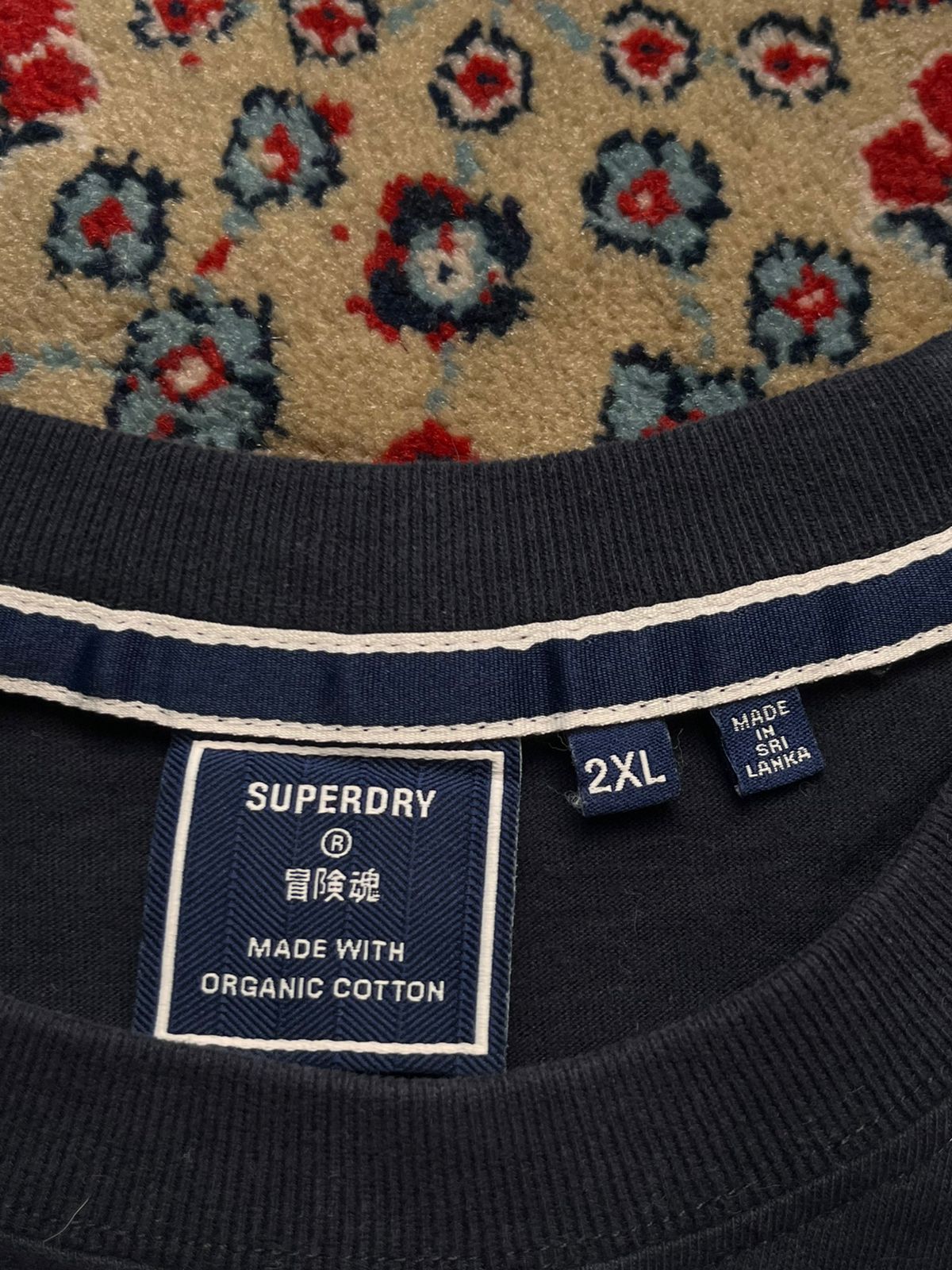 SUPERDRY Organic Cotton Navy Blue Embroidered Logo TEE