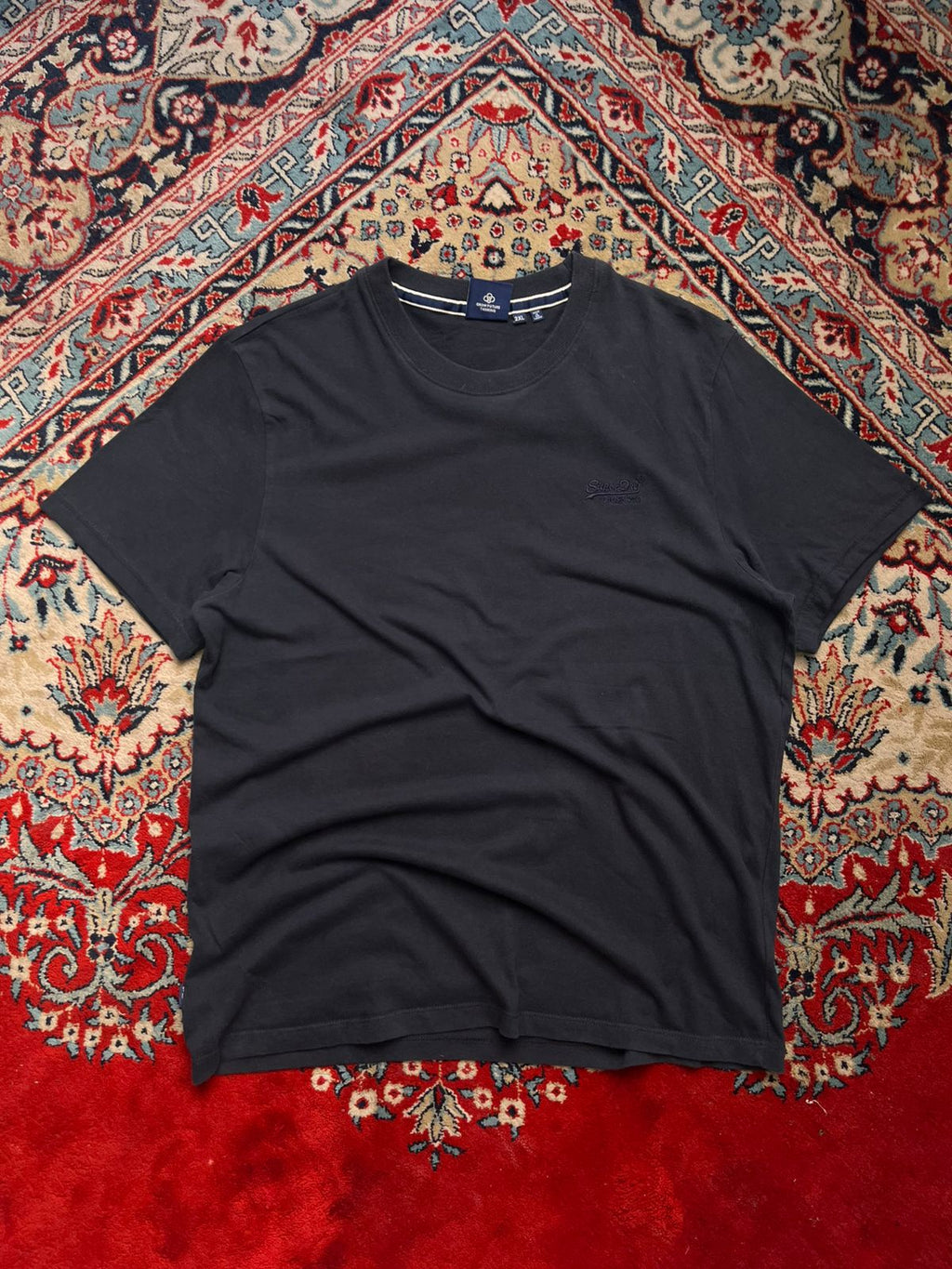 SUPERDRY Organic Cotton Navy Blue Embroidered Logo TEE