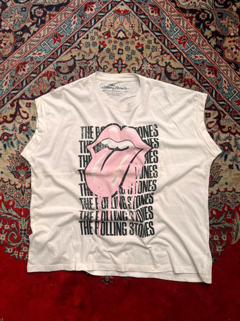 Atmosphere The Rolling Stones White Graphic Sleeveless TEE