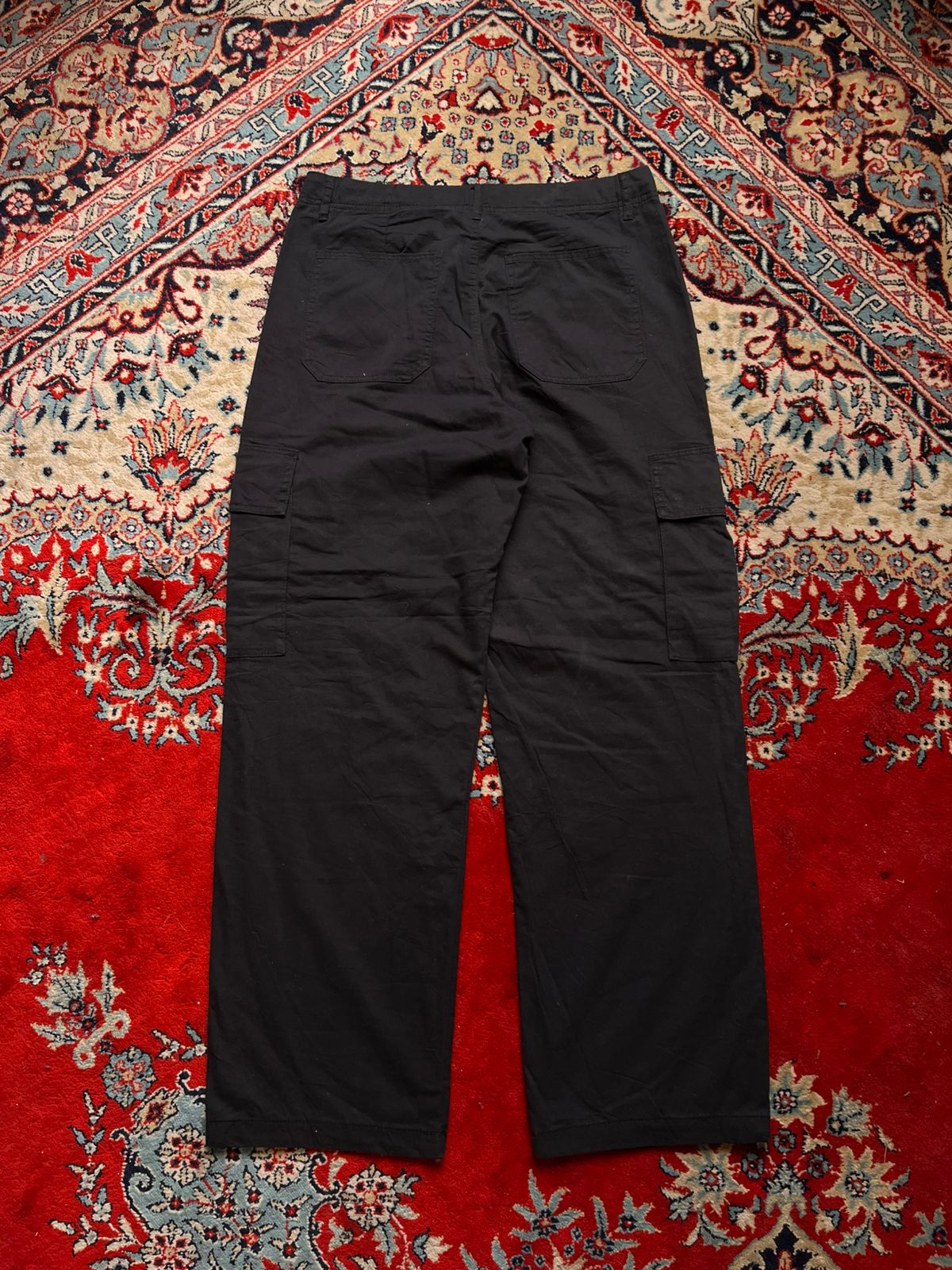 H&M Black Loose Fit Adjustable Cotton Cargo Pants - 30