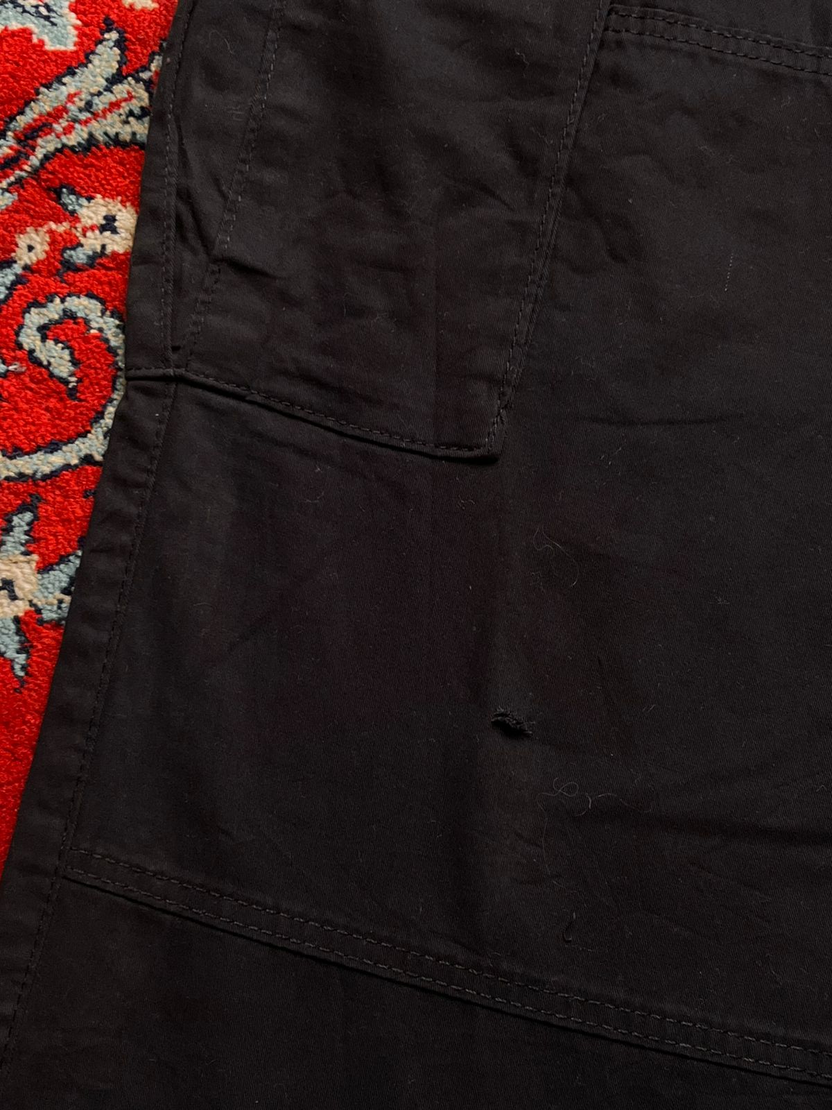 H&M Black Loose Fit Adjustable Cotton Cargo Pants - 30