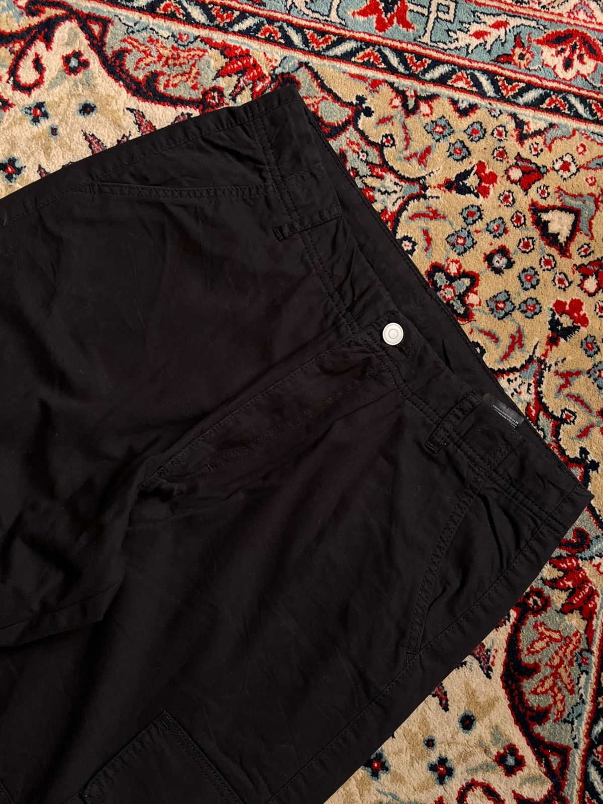 H&M Black Loose Fit Adjustable Cotton Cargo Pants - 30
