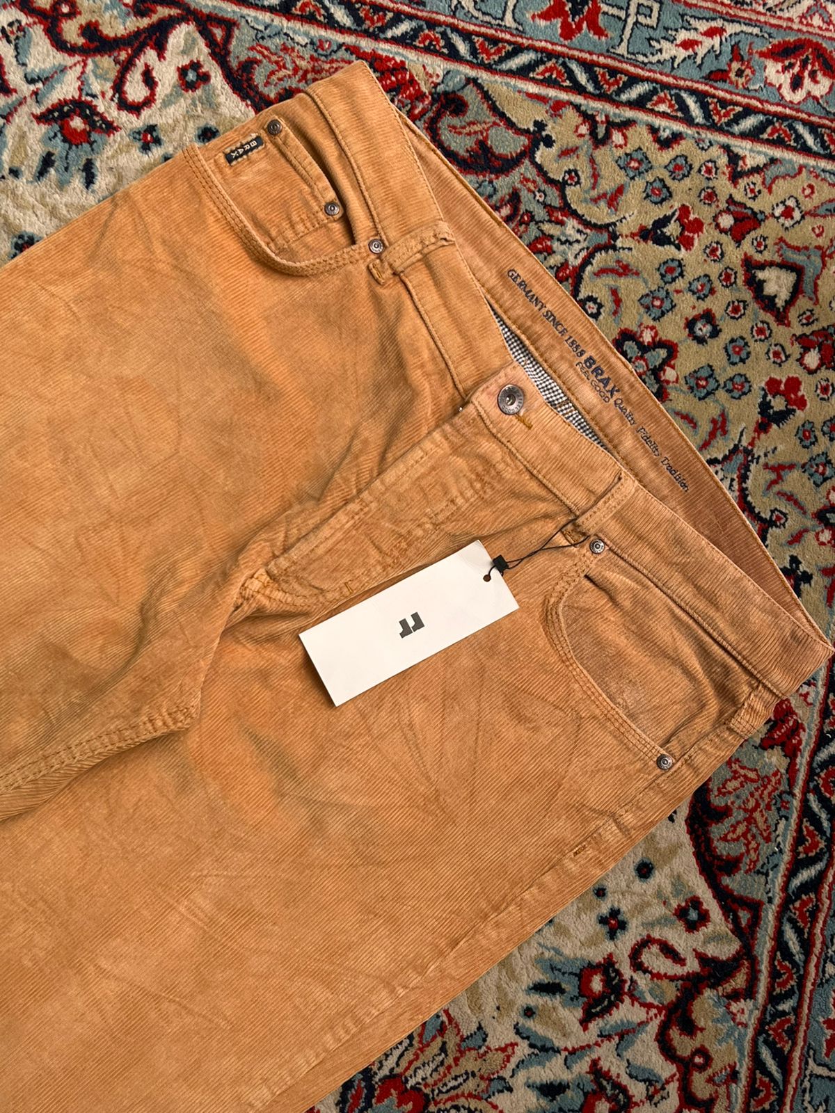 BRAX Cooper Corduroy Tan Camel Straight FIT Pants - 38