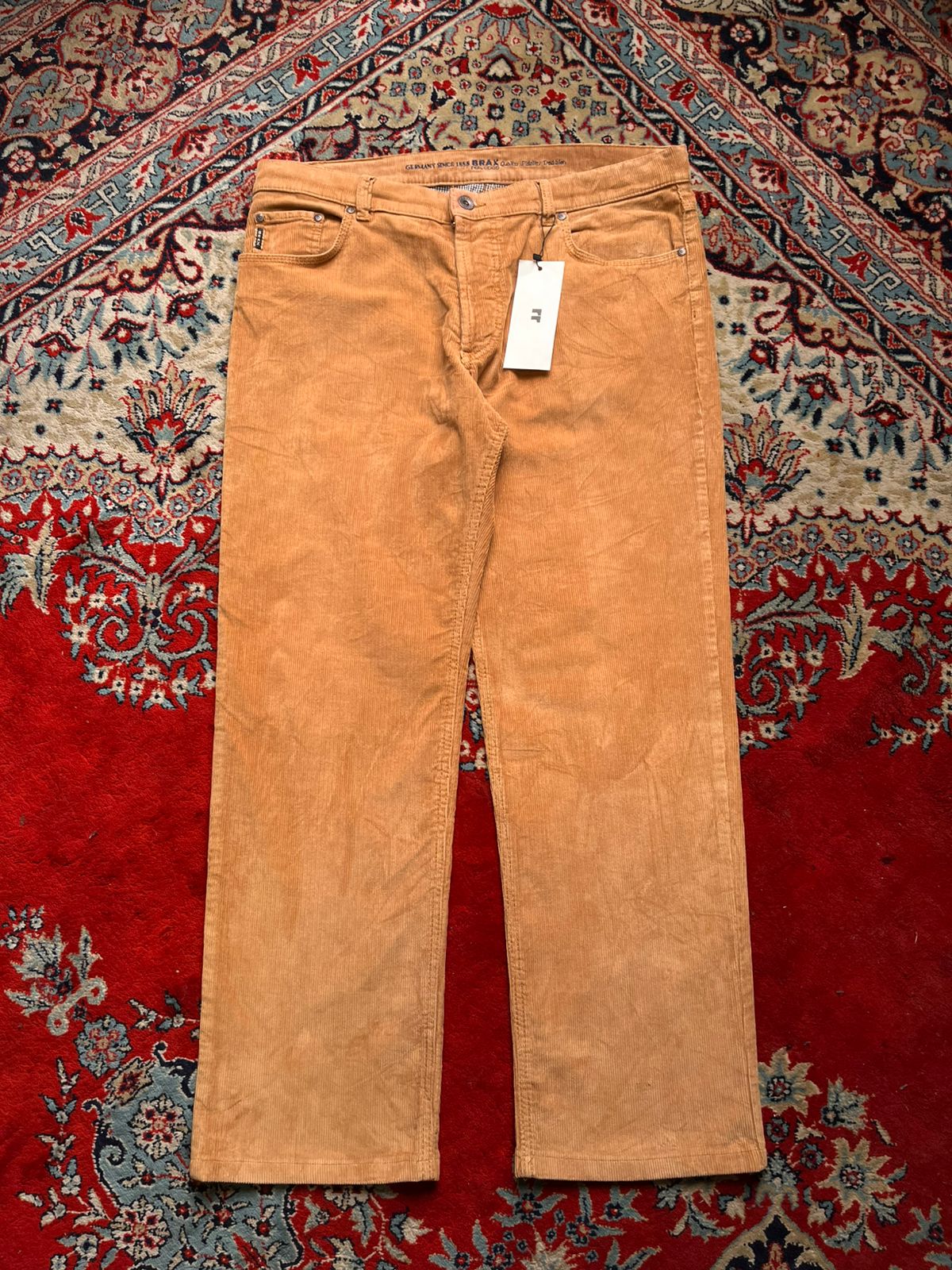 BRAX Cooper Corduroy Tan Camel Straight FIT Pants - 38