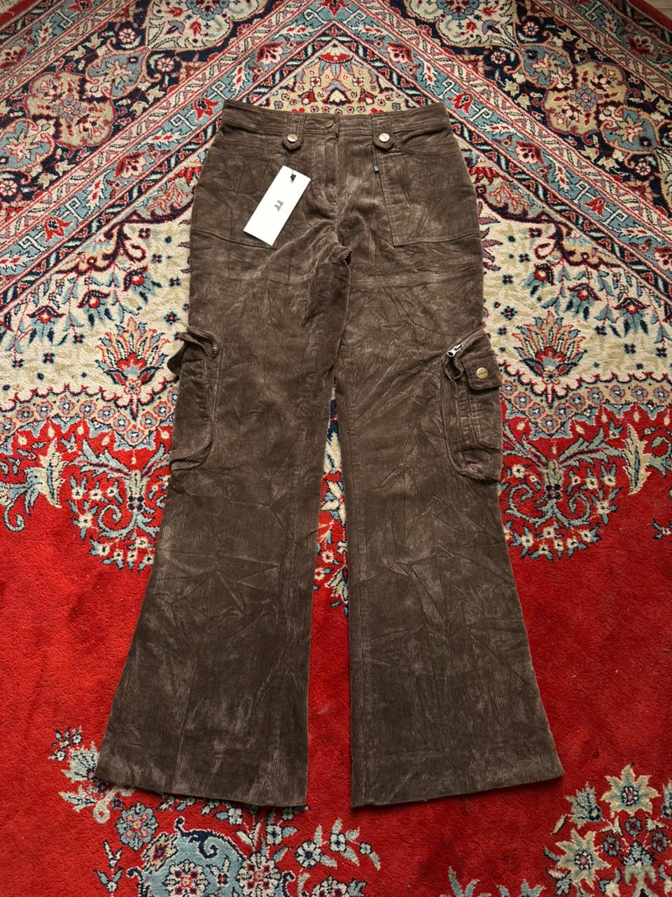 CRASH ONE Brown Corduroy Flared Cargo Pants