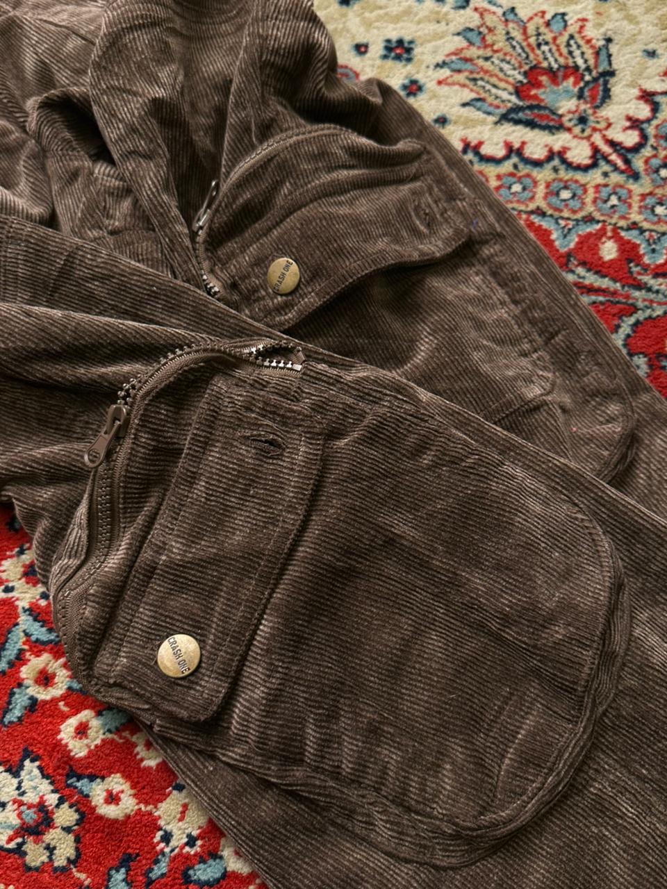 CRASH ONE Brown Corduroy Flared Women Cargo Pants