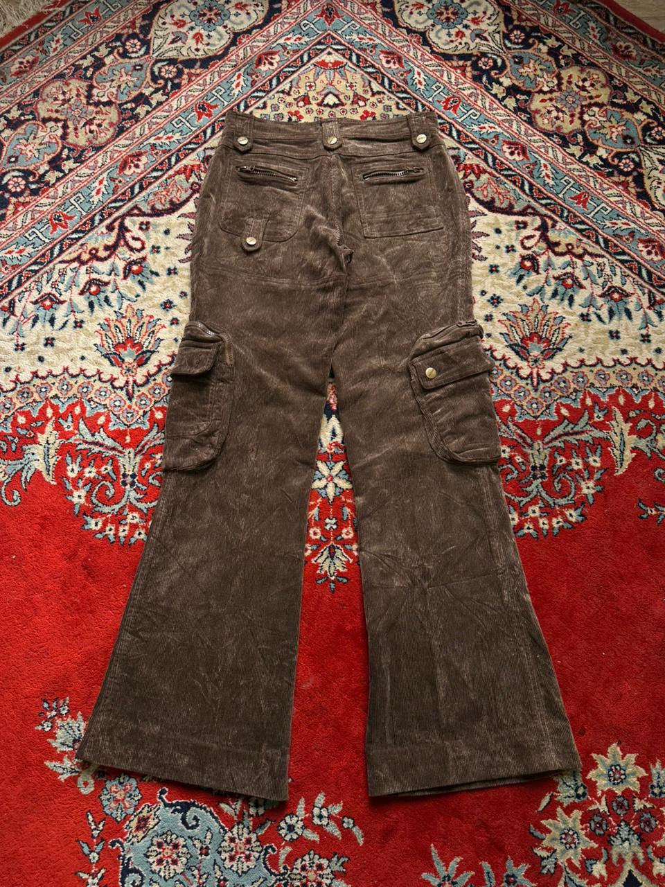 CRASH ONE Brown Corduroy Flared Women Cargo Pants