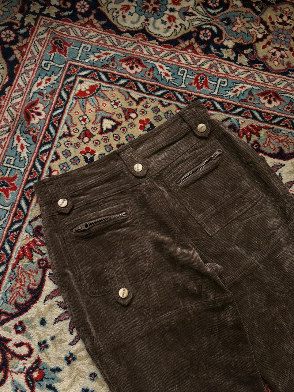 CRASH ONE Brown Corduroy Flared Cargo Pants