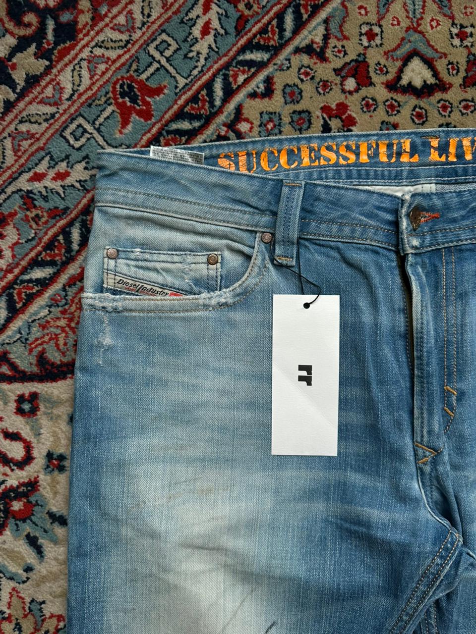 Diesel Thavar STRAIGHT FIT Distressed NON-STRETCHABLE Light Wash Jeans