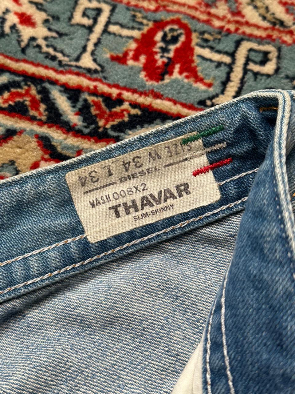 Diesel Thavar STRAIGHT FIT Distressed NON-STRETCHABLE Light Wash Jeans