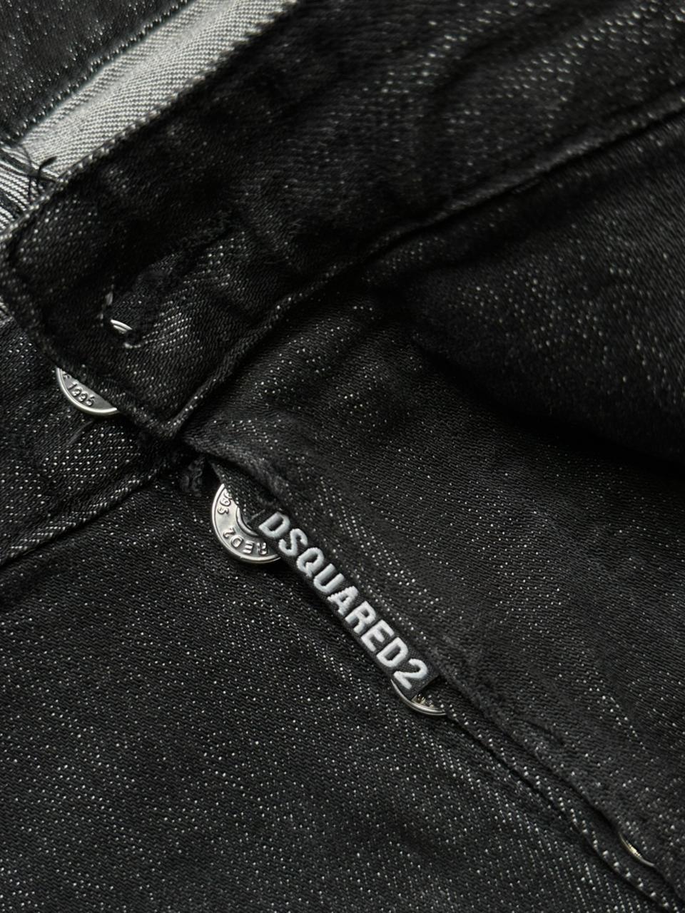 DSQUARED2 Black Distressed Paint Splatter Relaxed Fit CUSTOMIZED Graphic Jeans