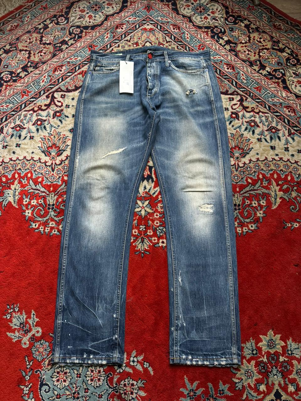 Jack & Jones Erik Original Anti Fit 96(straight fit) Blue Distressed Denim Jeans - 36