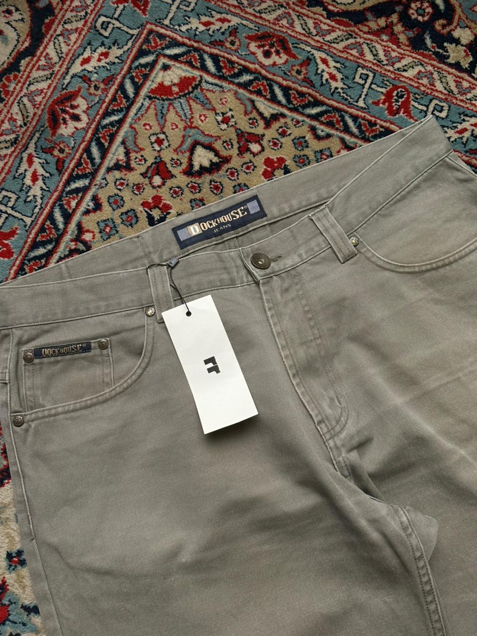 Dockhouse Vintage Cotton Khaki Gray Relaxed Jeans - 36