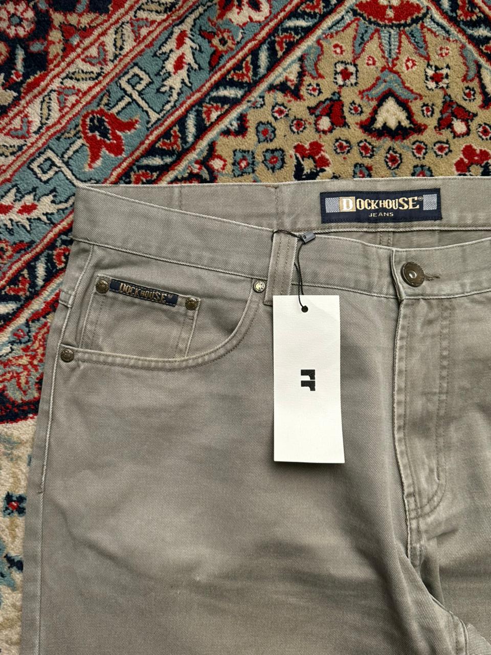 Dockhouse Vintage Cotton Khaki Gray Relaxed Jeans - 36