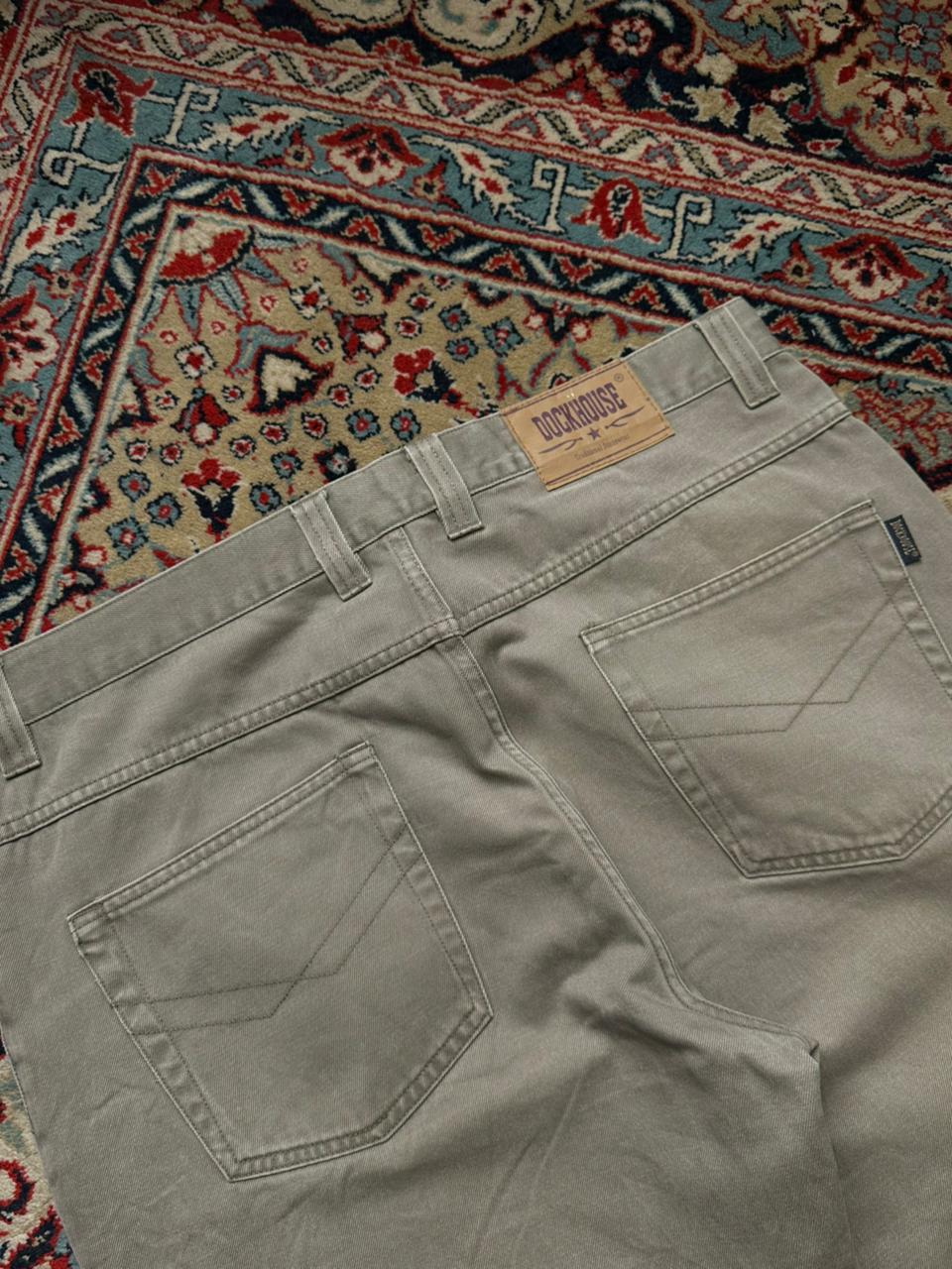 Dockhouse Vintage Cotton Khaki Gray Relaxed Jeans - 36