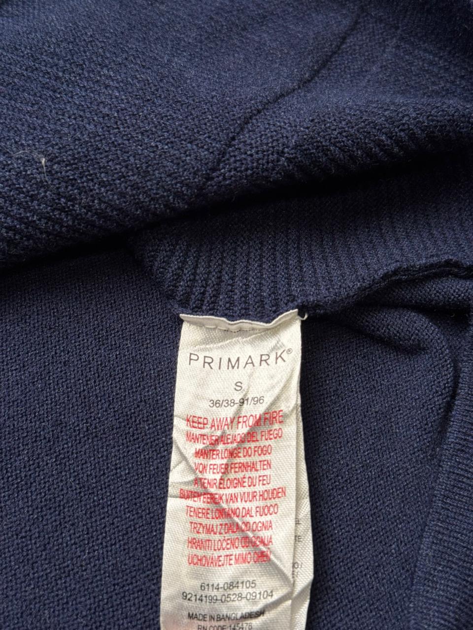 PRIMARK Navy Blue White Tipped Ribbed Knit Polo TEE