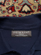 PRIMARK Navy Blue White Tipped Ribbed Knit Polo TEE