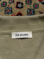 D2 Studio Korea Beige Knit V-Neck Pullover Tee
