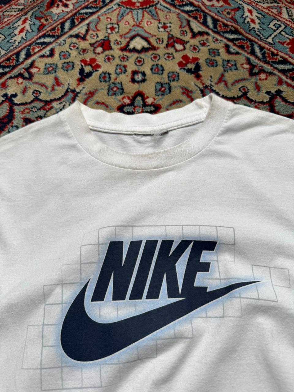 Nike White Graphic Swoosh Logo Grid PrintVTee