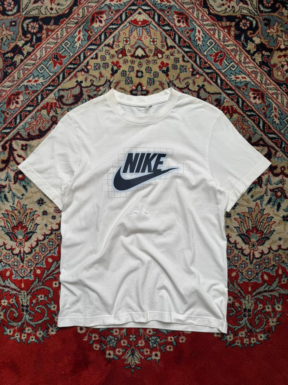 Nike White Graphic Swoosh Logo Grid PrintVTee