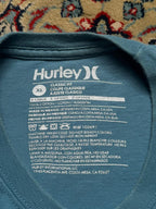 HURLEY Classic Fit Graphic Logo Teal Blue Cotton TEE