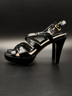Miu Miu Italy Black Patent Leather Strappy heels - 36