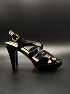 Miu Miu Italy Black Patent Leather Strappy heels - 36