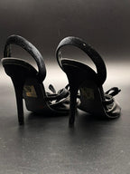 Fashion Nova Butterfly-17 Black Velvet Bow Stiletto Pointed Heels - 38