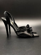 Fashion Nova Butterfly-17 Black Velvet Bow Stiletto Pointed Heels - 38