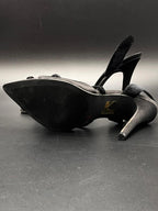 Fashion Nova Butterfly-17 Black Velvet Bow Stiletto Pointed Heels - 38