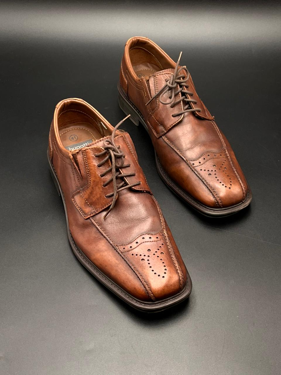 Bugatti Softline Brown Leather Wingtip Oxfords