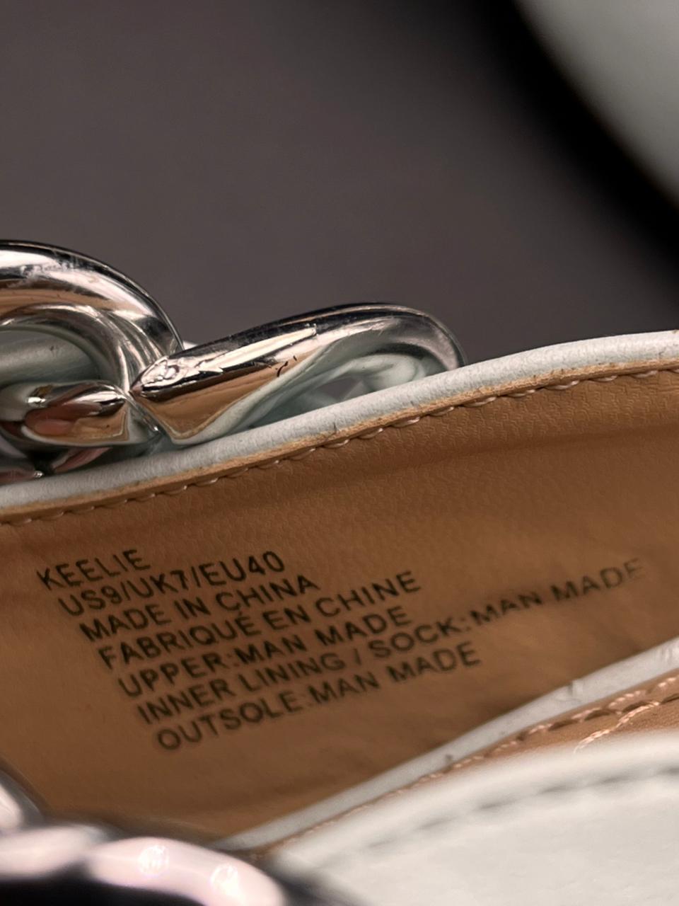 Shoedazzle Keelie Mint Light Blue Chain Link Pointed Toe Heels