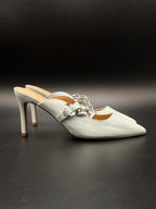 Shoedazzle Keelie Mint Light Blue Chain Link Pointed Toe Heels - 40