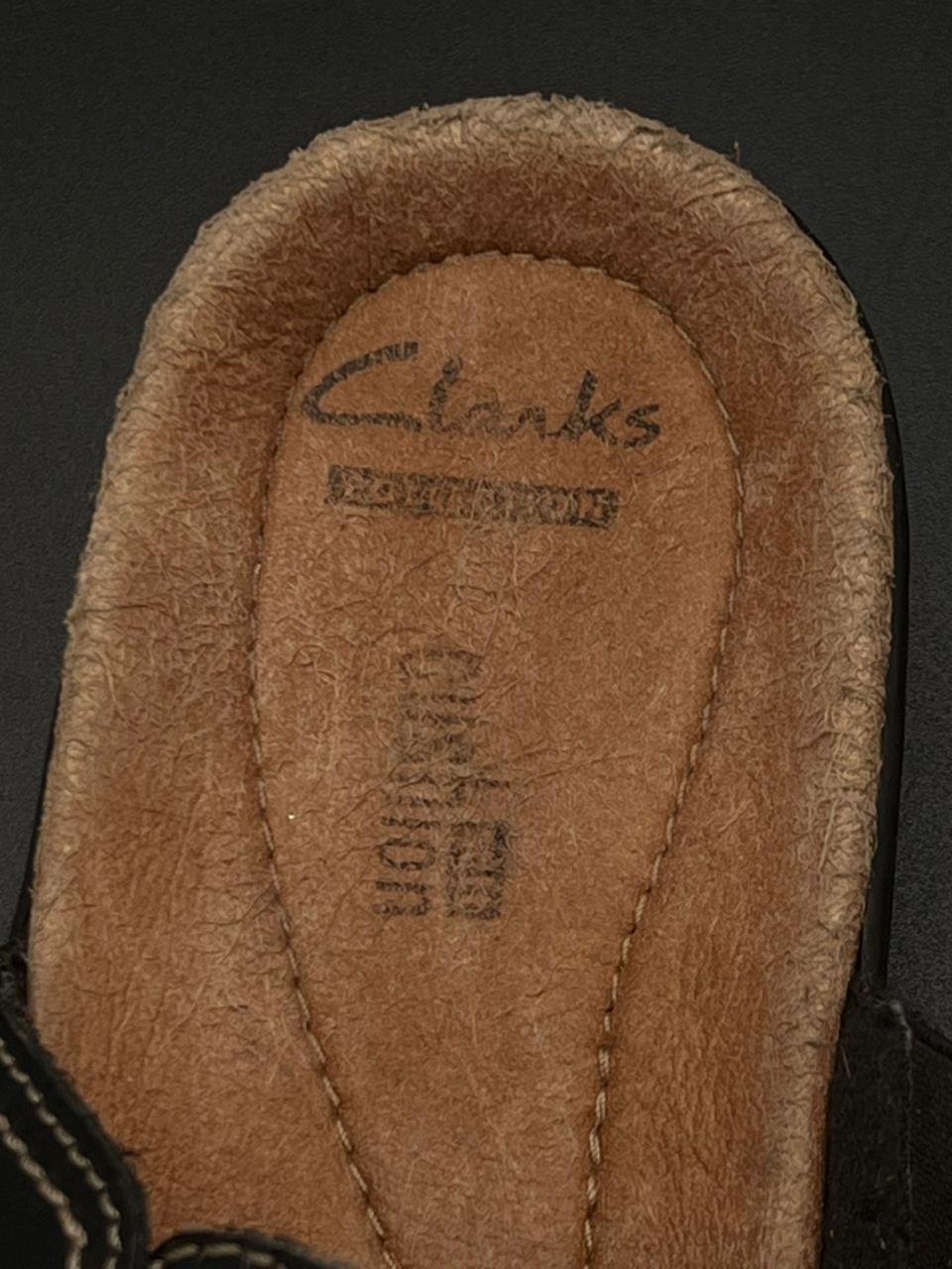 Clarks Black Leather Buckle Comfort Sandals