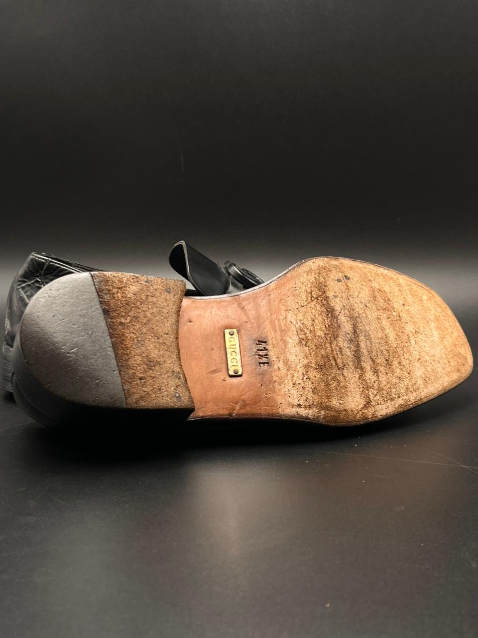 Gucci Black Leather Double G Marmont Loafers