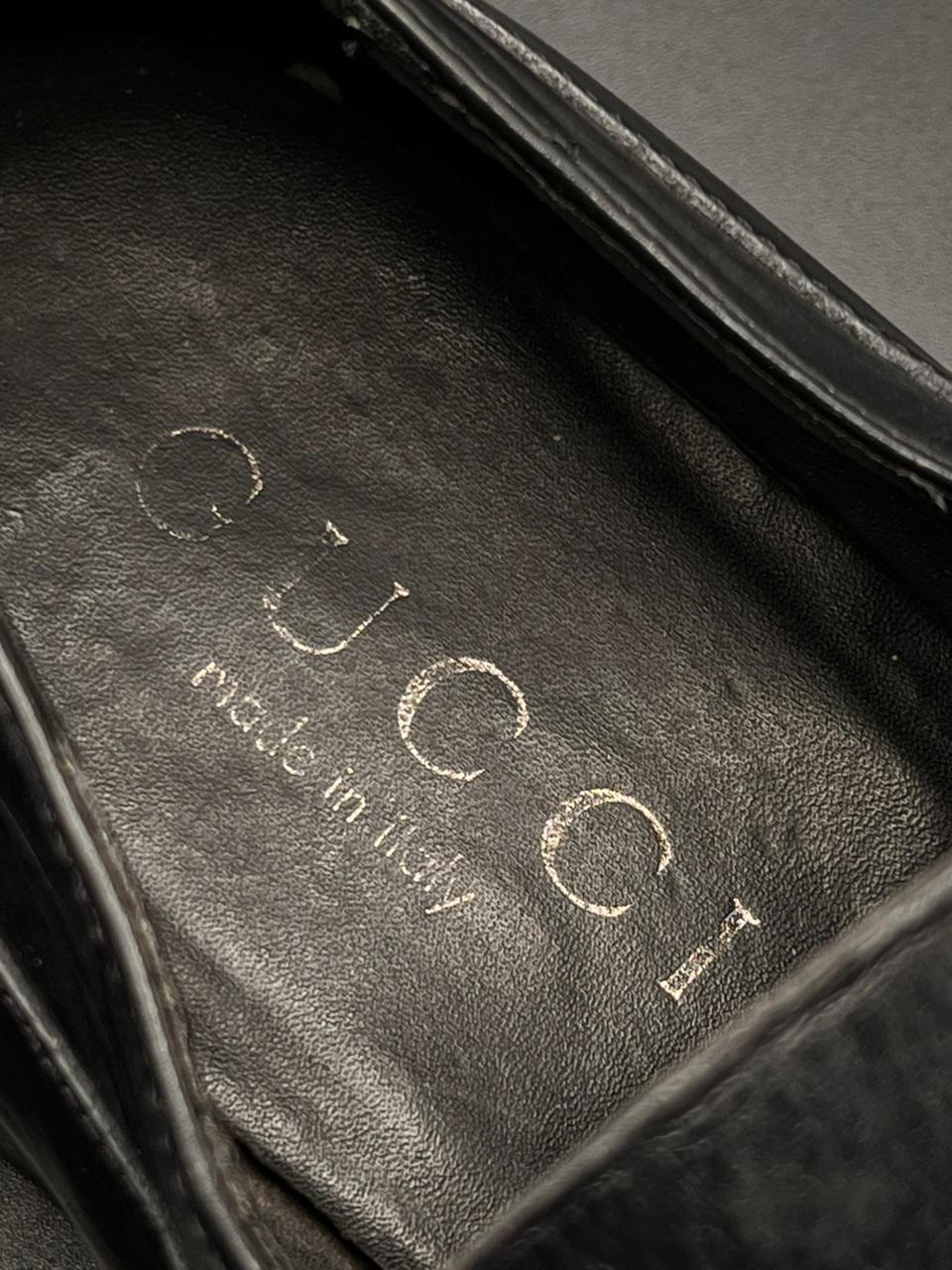 Gucci Black Leather Double G Marmont Loafers